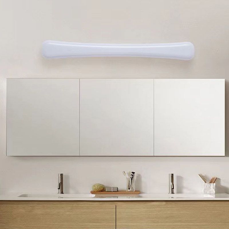 Modern Plastic Vanity Light Straight 1 Light Mirror Light in White for Bathroom