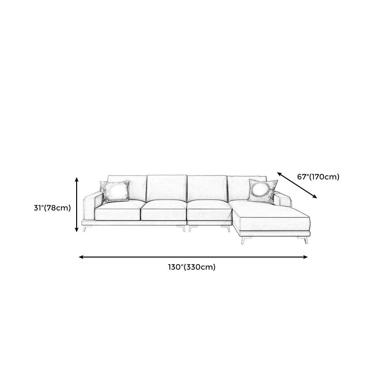 Modern Genuine Leather Sectional Square Arm Sofa with Removable Cushions