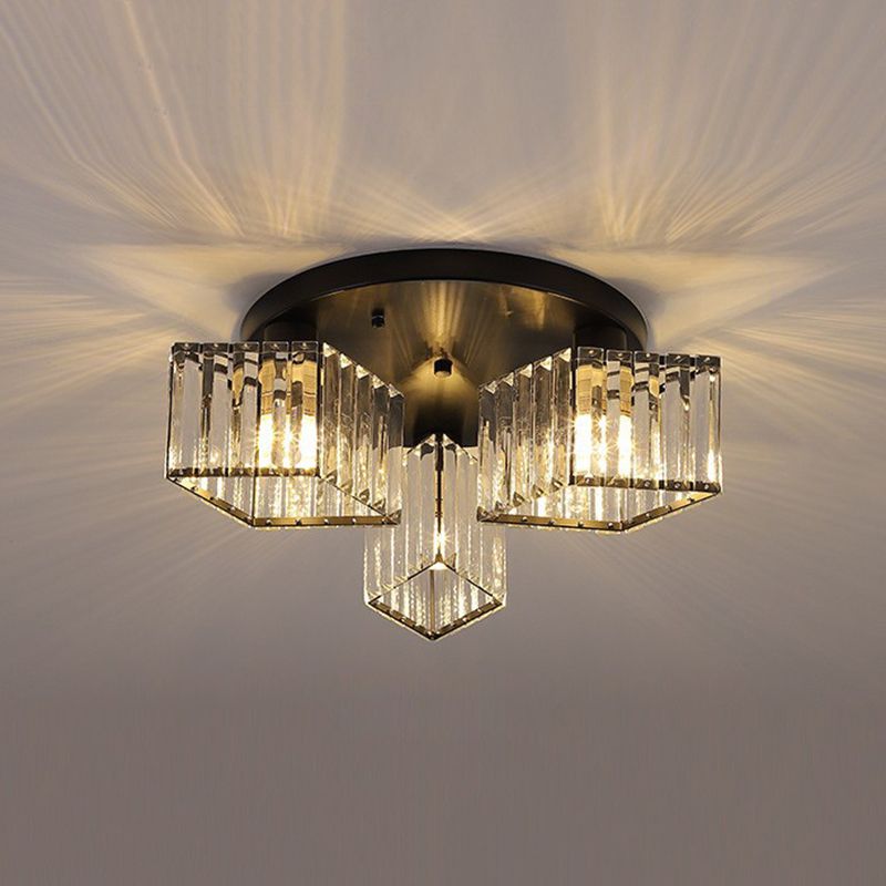 Modern Starburst Ceiling Light Crystal Multiple-Light Flush Ceiling Lights