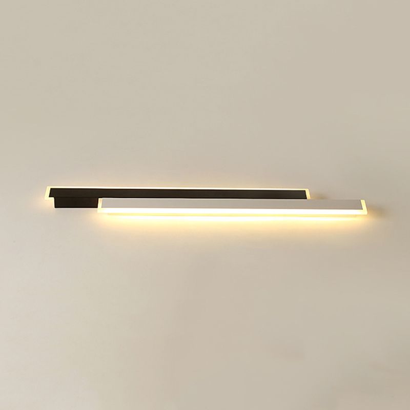 Metal Linear Shape Flush Mount Modern 2 Lights Flush Mount Lighting Fixtures in Black