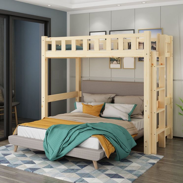 No Theme Scandinavian Kids Bed Solid Wood Loft Bed with Guardrail