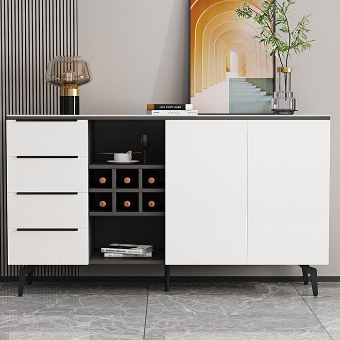 Stone Top Sideboard Contemporary Sideboard with Door and Drawer for Dining Room