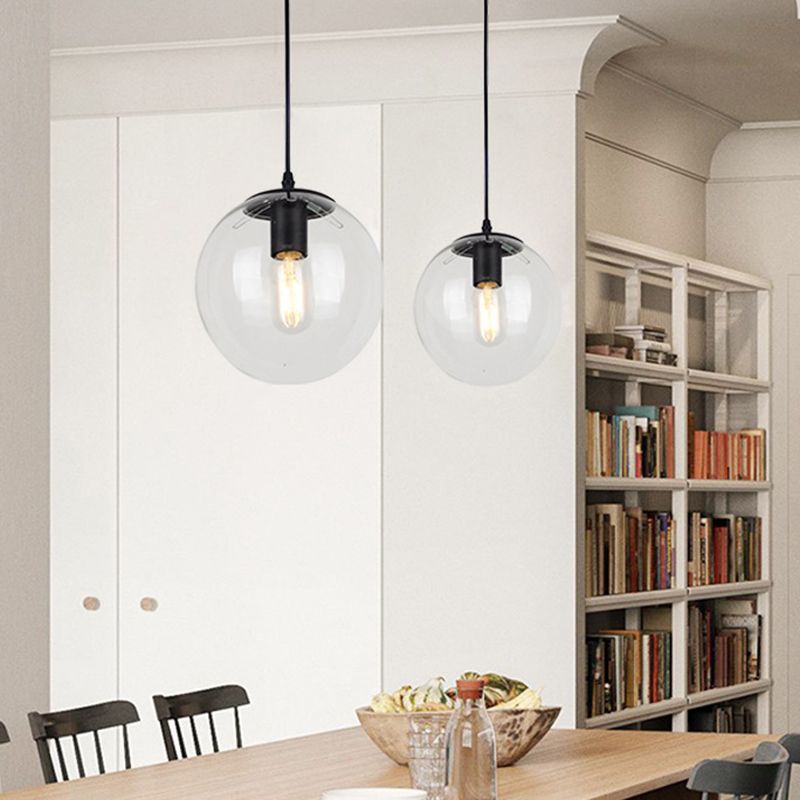 1 Light Globe Light Pendant Nordic Industrial Style Glass Hanging Lights for Restaurant