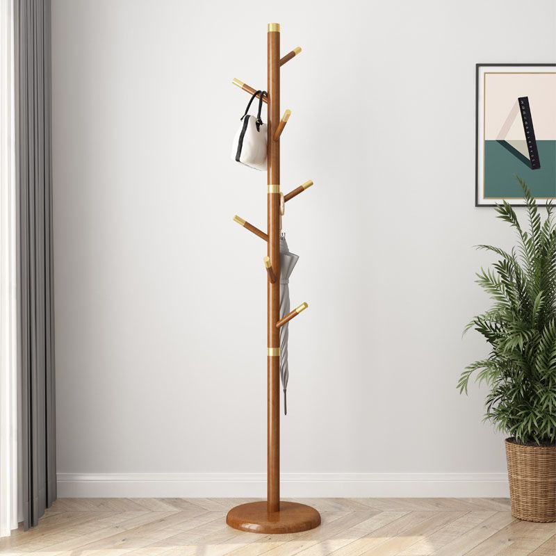 Contemporary Style Coat Hanger Solid Rubberwood Coat Rack for Living Room