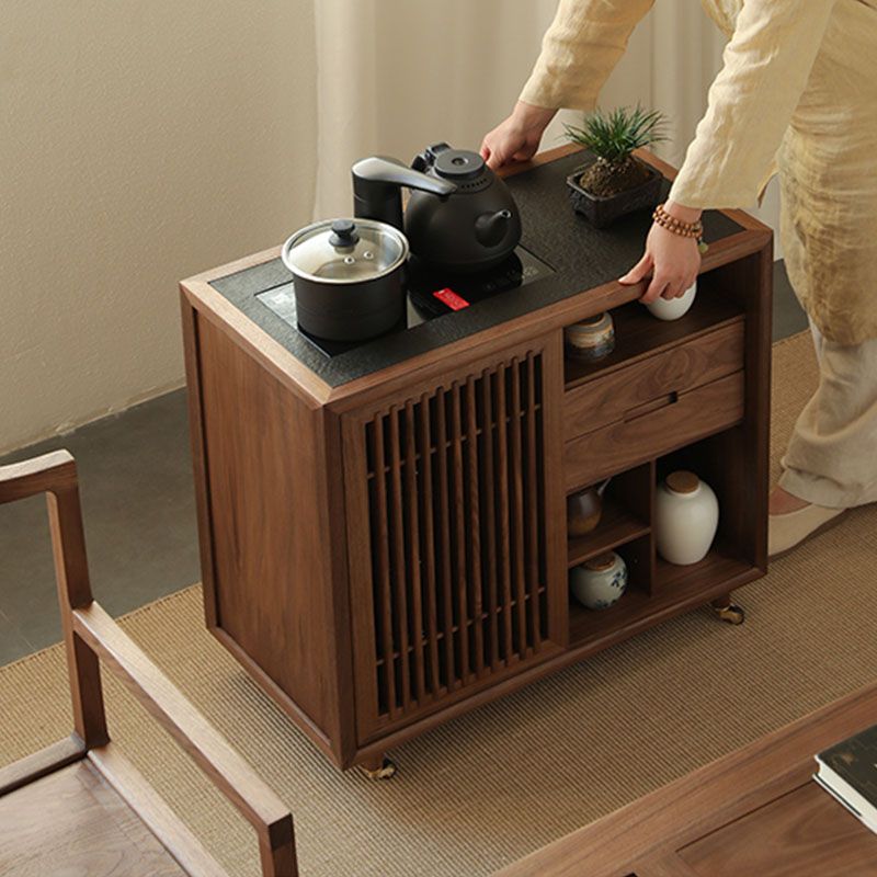 Modernism Wood Sideboard Table 2 Drawers Server Cabinets Included for Living Room