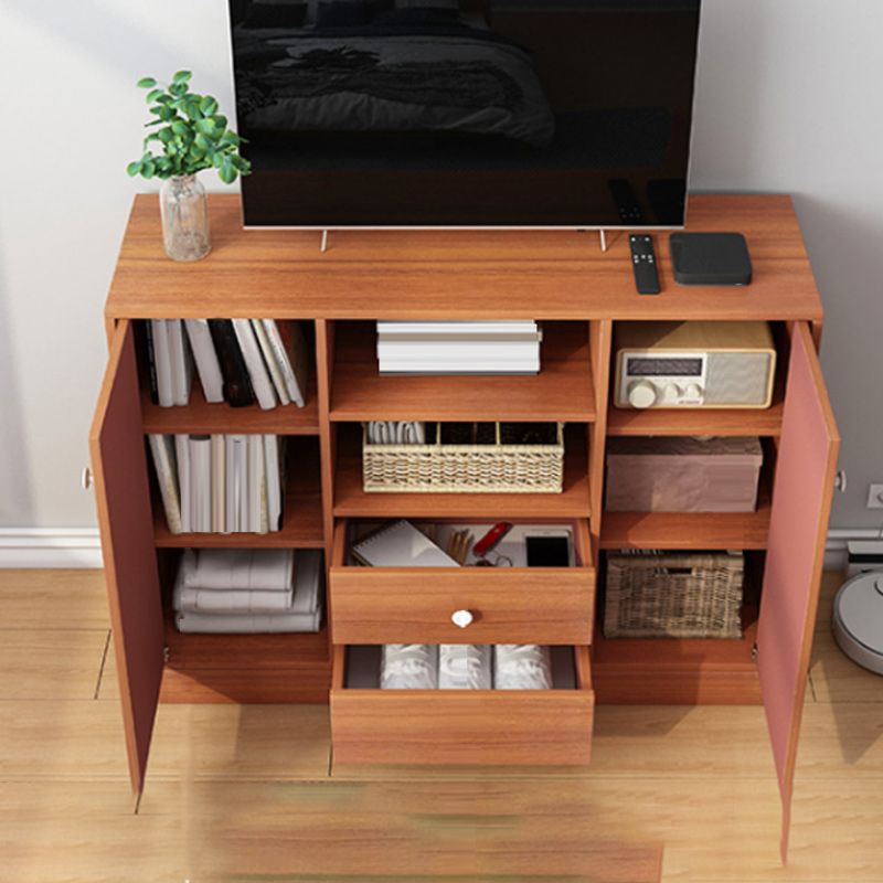 Contemporary Media Console Engineered Wood TV Stand Console with Doors