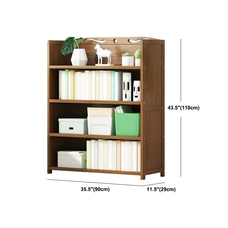 Modern Bamboo Shelf Bookcase Brown Closed Back Book Shelf for Study Room