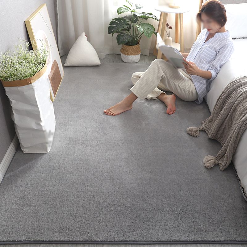 Relaxing Plain Shag Rug Polyester Indoor Carpet Non-Slip Backing Area Carpet for Adult's Bedroom