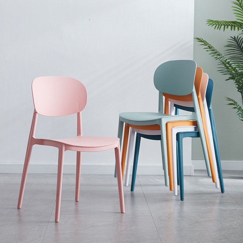 Contemporary Stackable Chairs Open Back Kitchen Armless Chairs with Plastic Legs