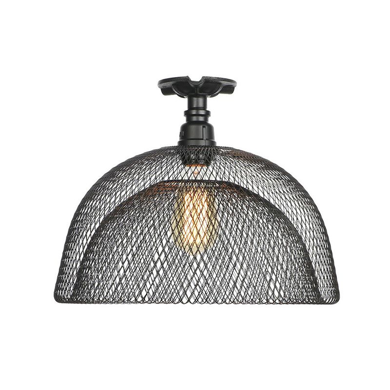 Modern Flush Mount Ceiling Light Metal 1-Light Flush Mount Lighting in Black