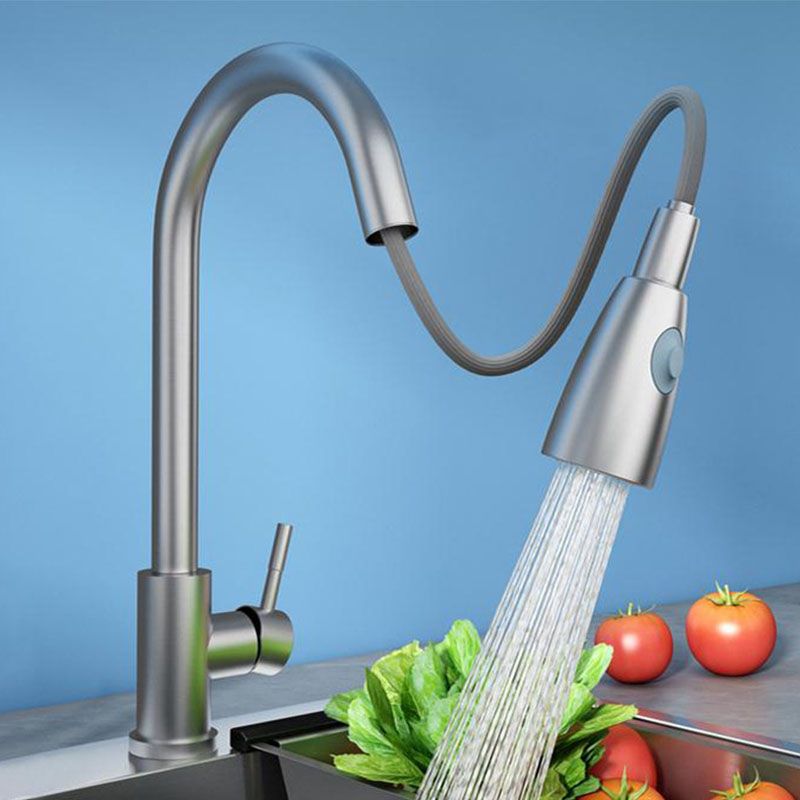 1-Hole Kitchen Faucet Pull down Sprayer Kitchen Faucet with Single Lever Handle