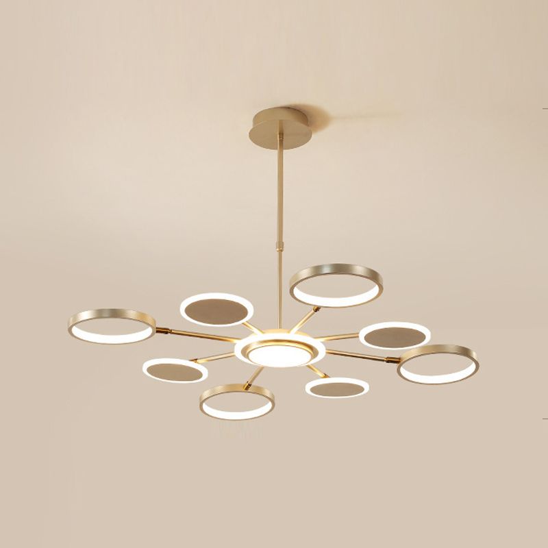 Modern Style Chandelier Lighting Fixtures Round Metal Hanging Chandelier