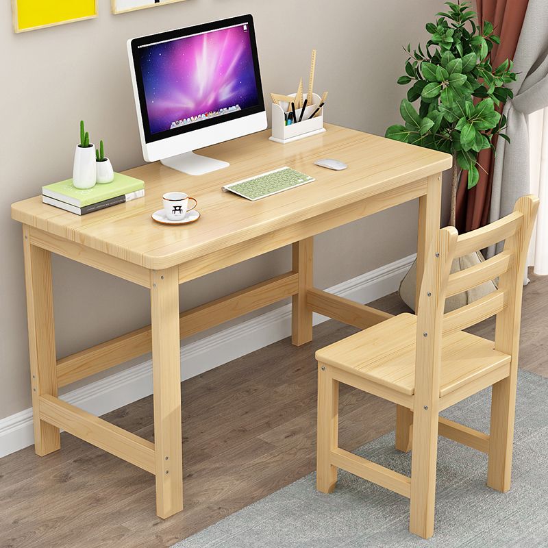 29.5" H Pine Office Desk Modern Home Writing Desk with H-shape Base