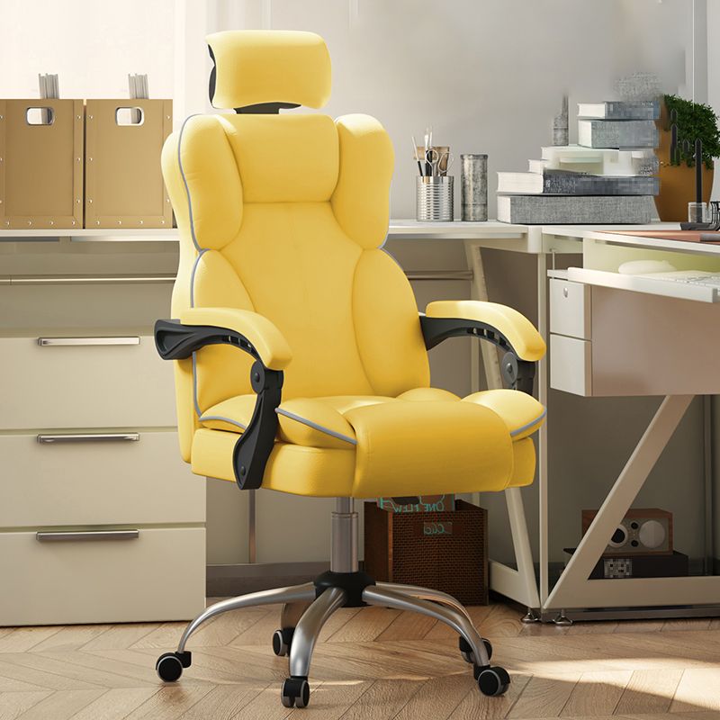 Contemporary Padded Arms Office Chair Height-adjustable High Back Desk Chair