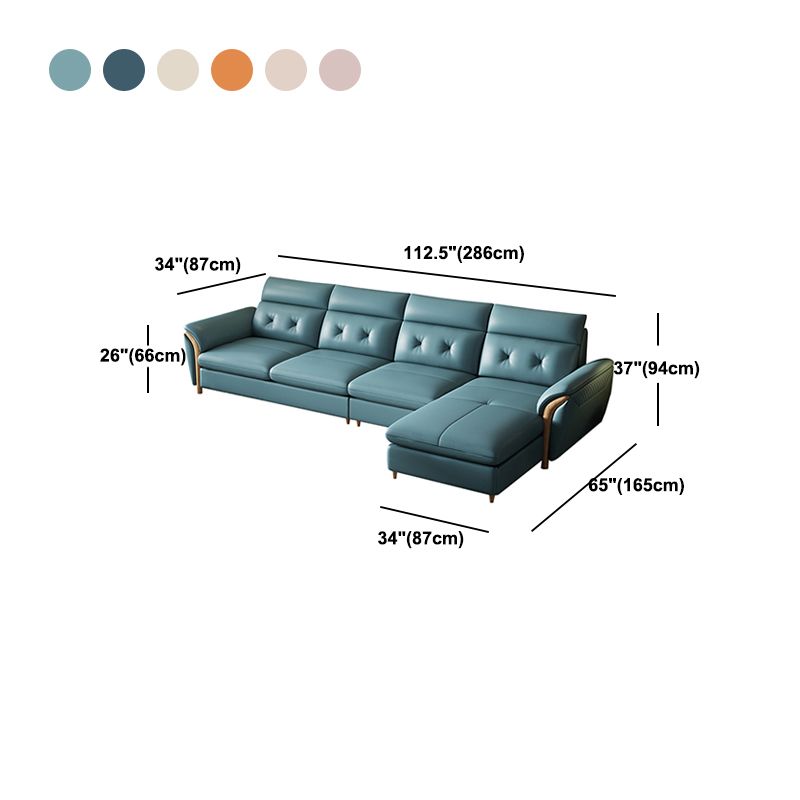 112.6" W x 64.96" D x 37" H Flared Arm Sofa & Chaise Tufted Genuine Leather Sofa