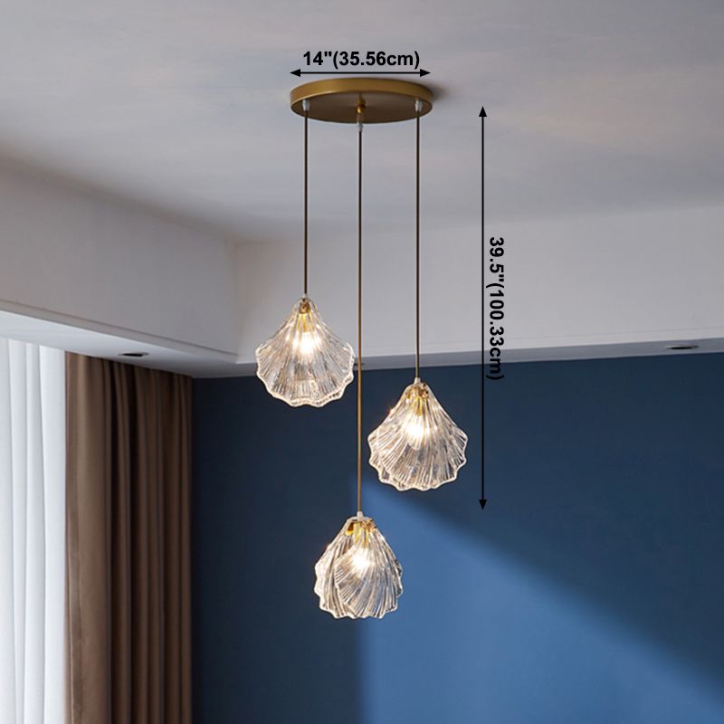 Luxury Clear Glass Cluster Pendant Light，Minimalist 3-Light Multi Pendant Ceiling Light Fixture