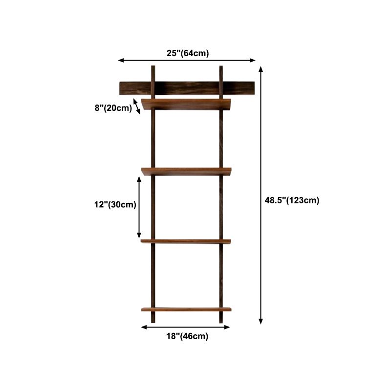 7.87"W Bookshelf Wall Mounted Industrial Style Bookcase for Study Room