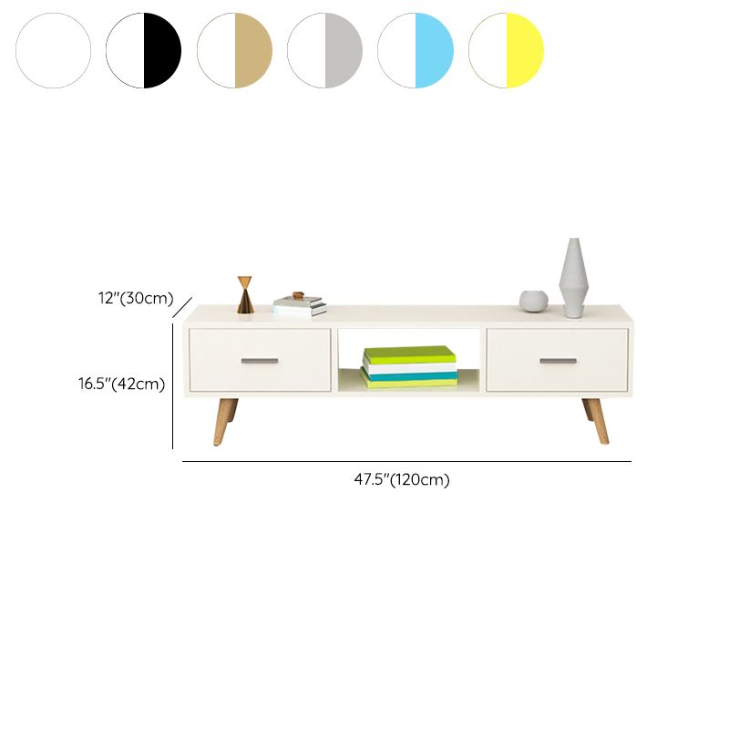 Scandinavian TV Media Console Wooden TV Stand Console with 2 Drawers