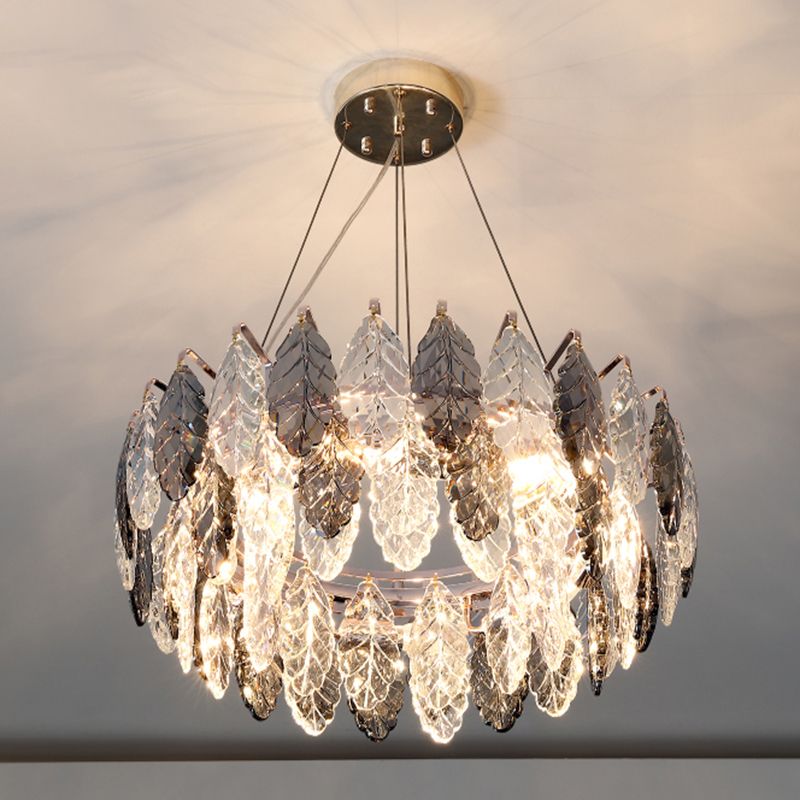 Modern Style Leaf Shaped Chandelier Crystal Chandelier for Bedroom Living Room