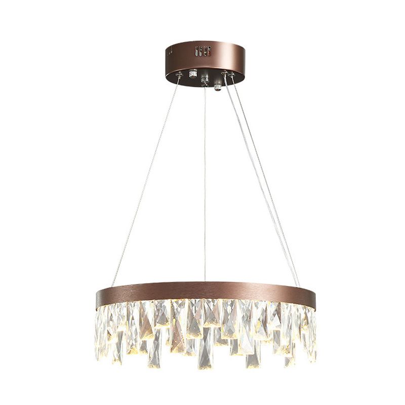 Anello soggiorno a sospensione del lampadario Luce Crystal Crystal Blocco LED Sospensione Contemporanea Light in marrone, largo 16 "/23,5" /31,5 "