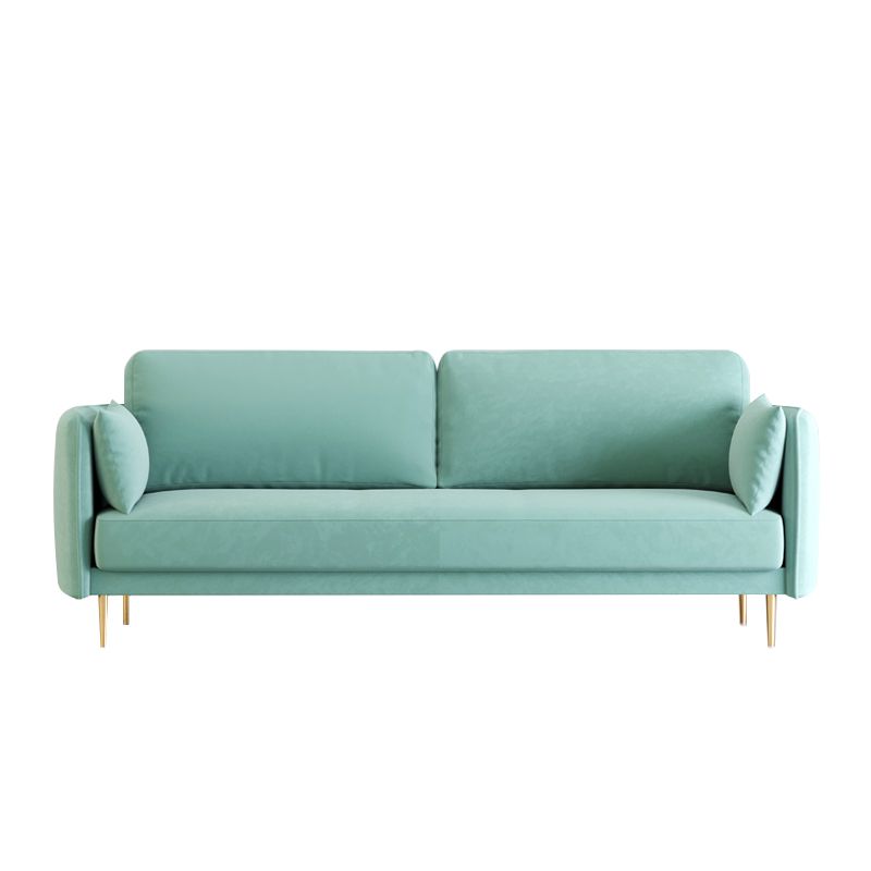 Velvet Pillow Top Arm Sofa with Two Pillows Back for Apartment