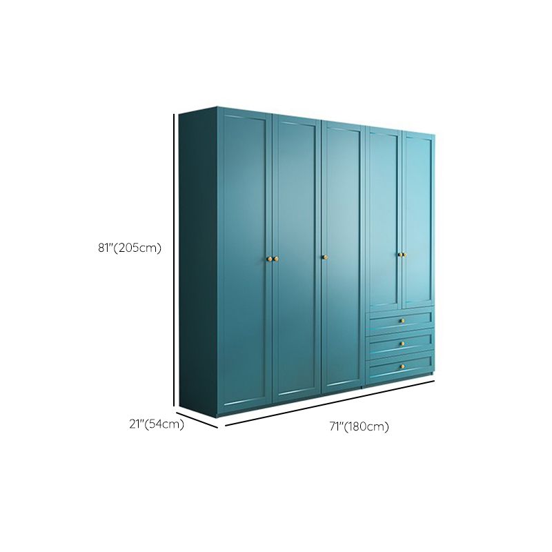 Modern Blue Bedroom Armoire Manufactured Wood Wardrobe Armoire