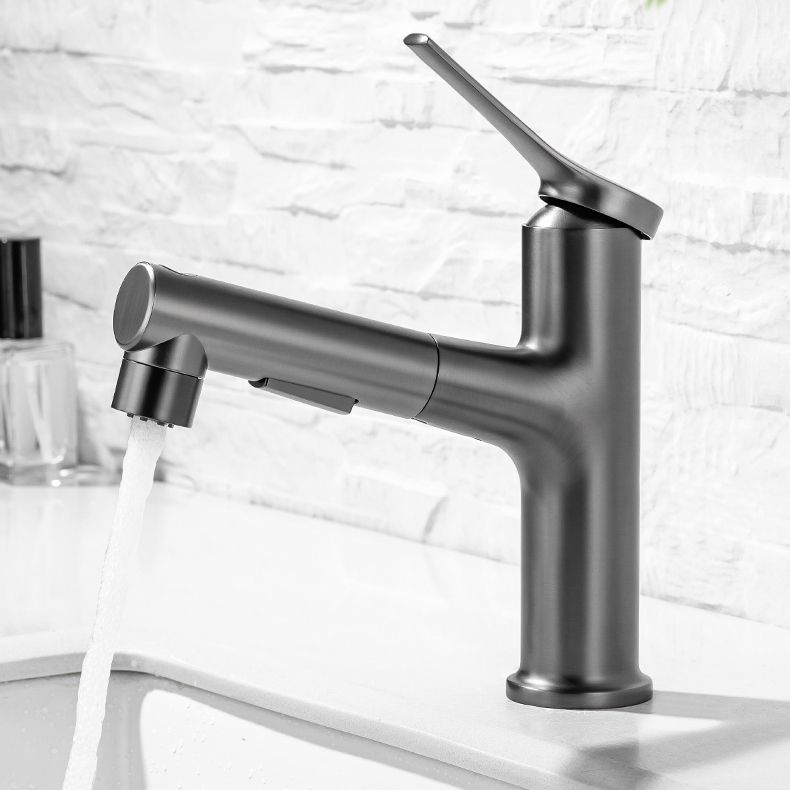 Modern Vessel Sink Faucet Lever Handle with Pull Down Sprayer