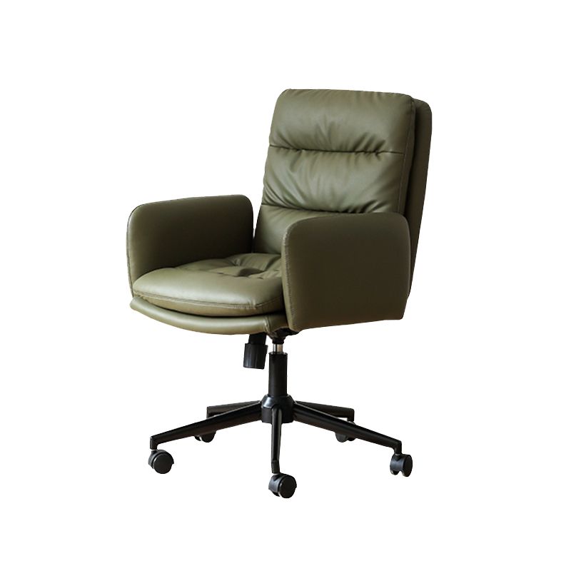 Modern Tufted Swivel Chair Faux Leather Mid-Back Executive Chair