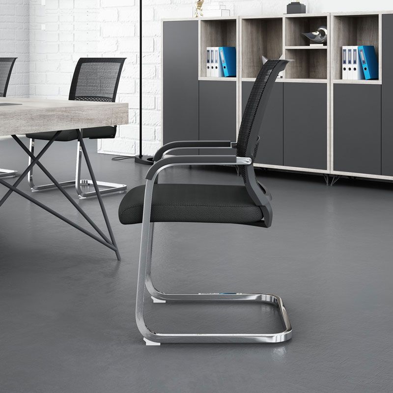 No Wheels Modern Office Chair CorLiving Workspace in Black Mesh Chair