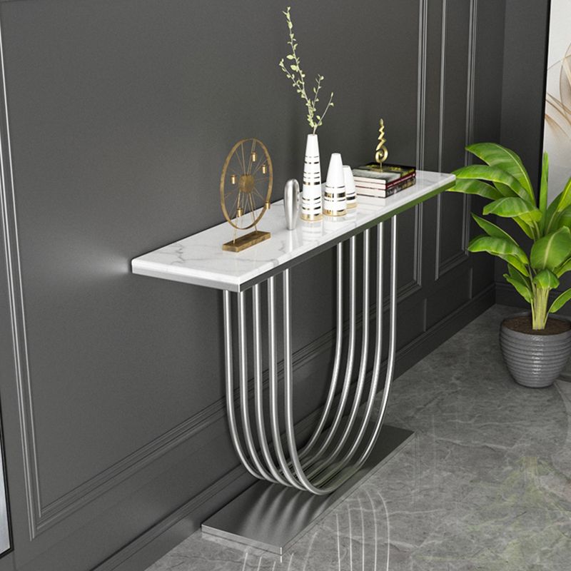 Glam Stain Resistant Scratch Resistant Rectangle Marble Console