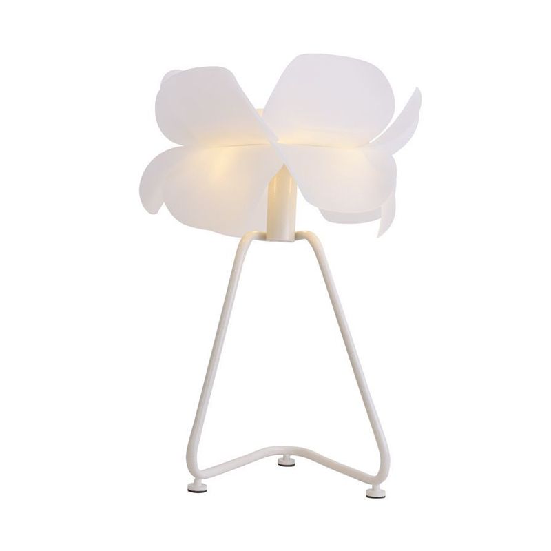 White 2-Layer Petal Night Lamp Modernist 1 Bulb Acrylic Table Light with Wire Pedestal