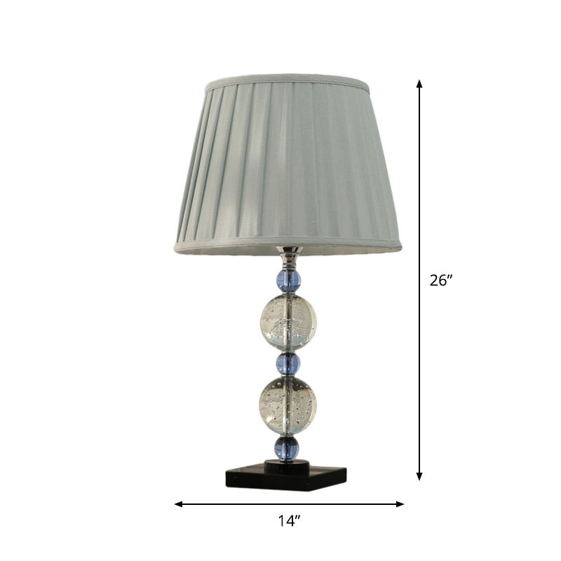 Modern Faceted Polyhedrons/Balls Table Light 1 Bulb Clear Crystal Nightstand Lamp with Pleated Lampshade