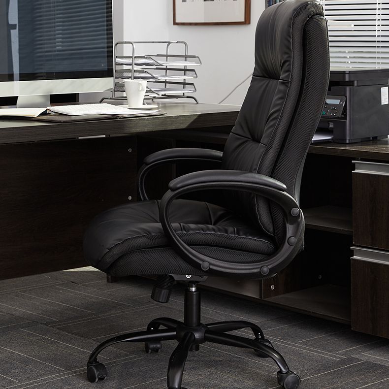 Modern Padded Arms Office Chair Leather Tilt Mechanism Chair with Wheels