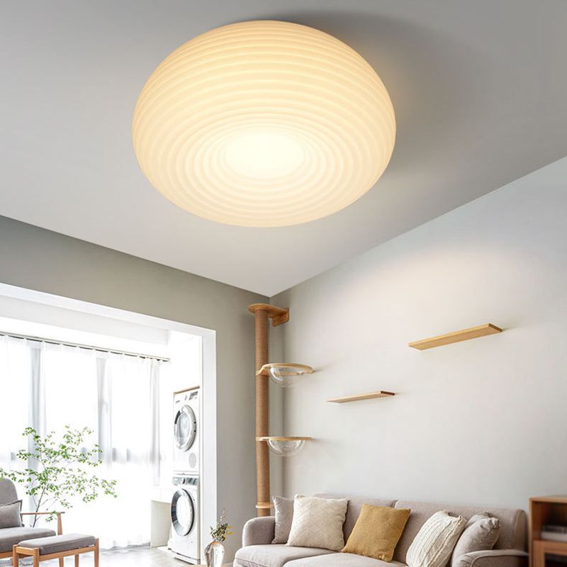 Modern Metal LED Flush Mount Circle Shape Ceiling Light with Plastic Shade for Living Room