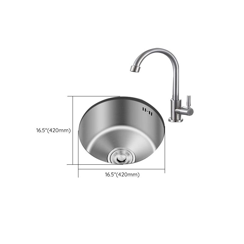 Round Stainless Steel Sink Single Bowl Undermount Sink with Basket Strainer