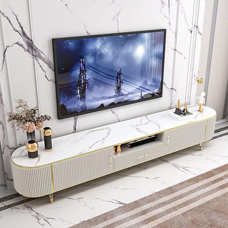 Contemporary TV Media Console Stone TV Media Stand for Living Room