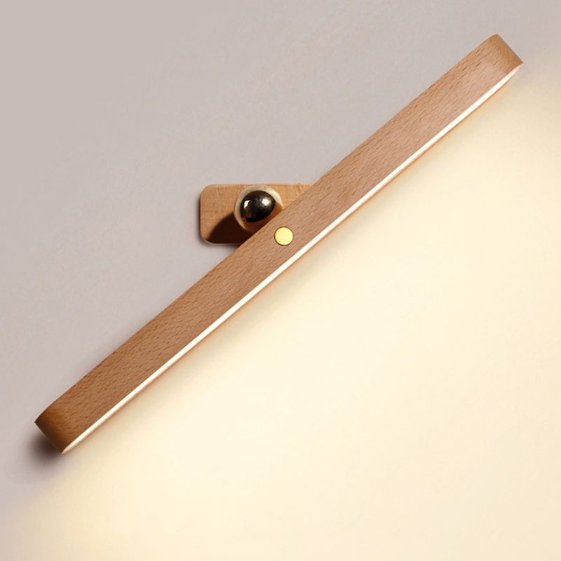 Wood Linear Wall Lamp Sconce Minimalism Sconce Light Fixture for Bathroom