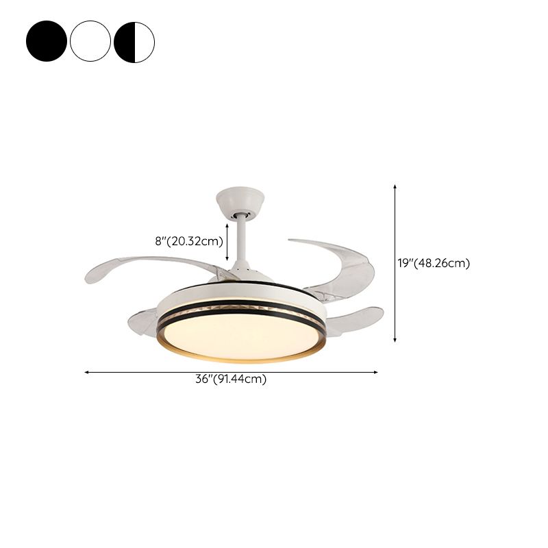 Contemporary LED Ceiling Fan Fixture in Black & White Finish Fan Lighting