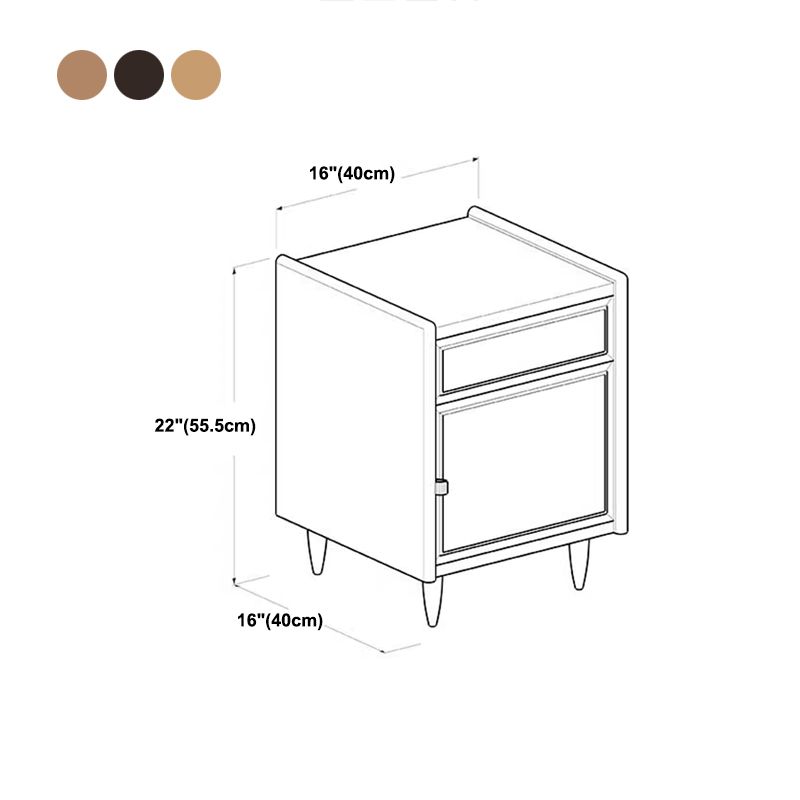 1 Drawer Contemporary Nightstand 1 Door Bedside Cabinet  ,22" Tall