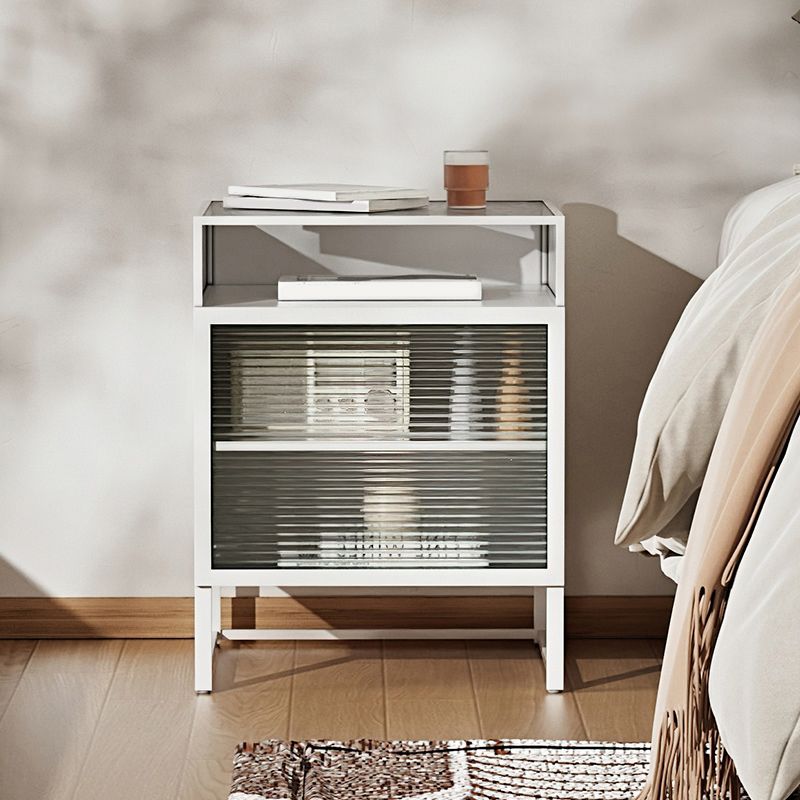 Modern Glass Night Table Storage Bedside Cabinet for Bedroom