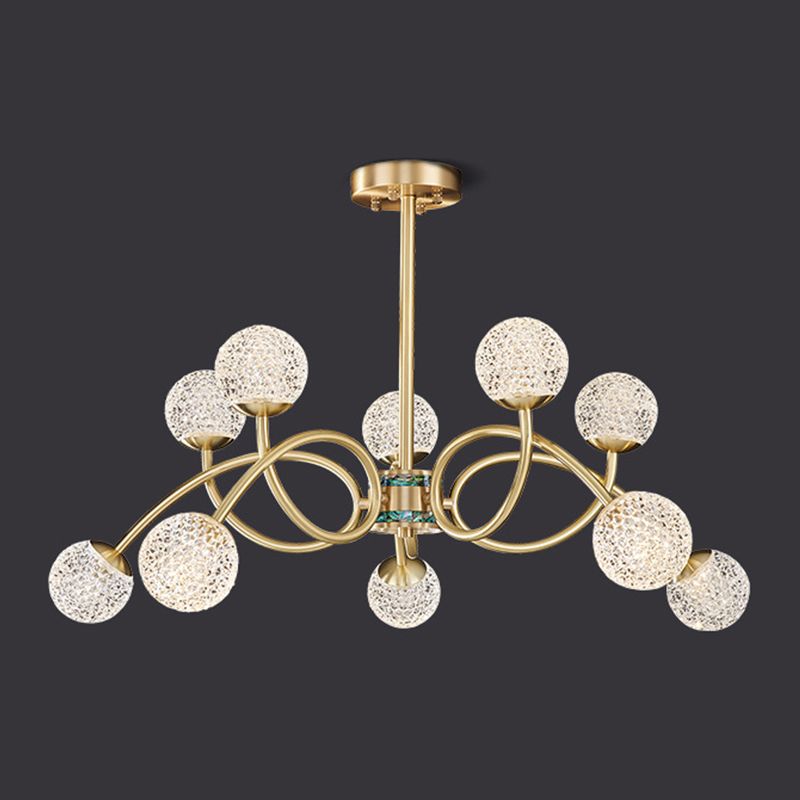 Gold Ceiling Suspension Lamp Modernist Globe Shape Metal Chandelier Lighting Fixtures