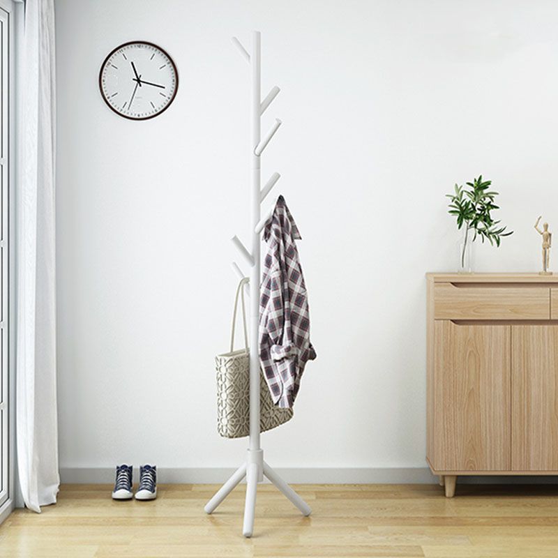 Modern Wood Coat Hanger Free Standing with Hooks Entry Hall Tree