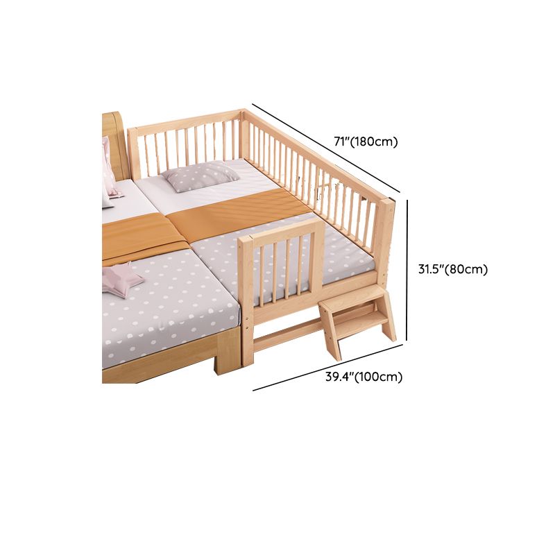 Natural Farmhouse Nursery Crib in Wood with Guardrail Baby Crib