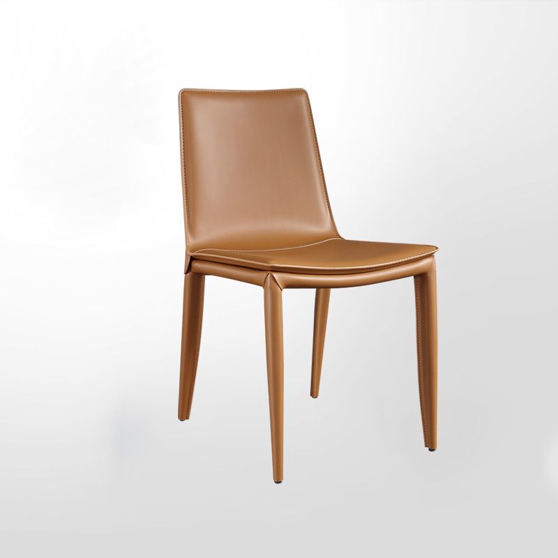 Leather Contemporary Modern Indoor-Outdoor Side Chair Solid Back Chair