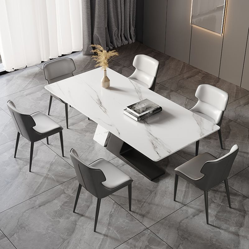 Minimalistische gesinterde stenen dinersets met rechthoekige tafel en metalen 4 poten Base Dining Furniture