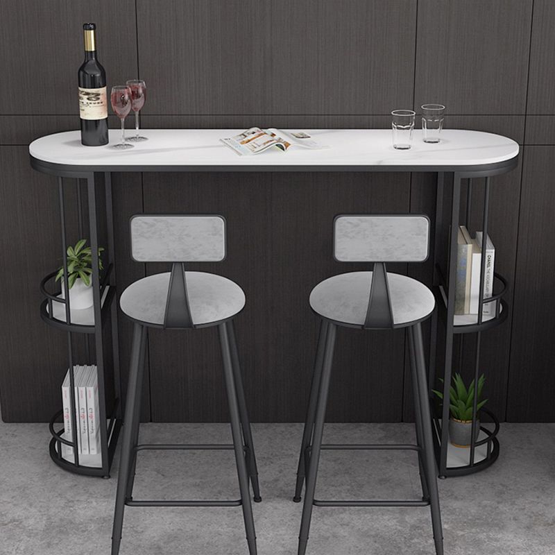 Stone Bar Dining Table Glam Oval Bar Table with Sled Base for Dining Room