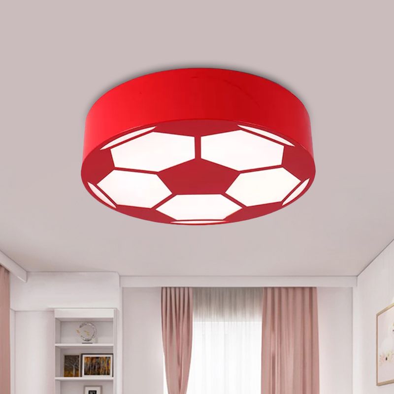 Rood/Geel/Blauw Voetbal Flushmount Children-Style LED Metal Flush Plafond Lamp met Acryl Schaduw