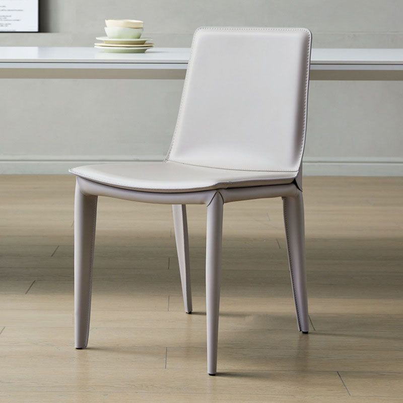 Contemporary Leather Dining Chairs Metal Armless Dining Chair for Home Use