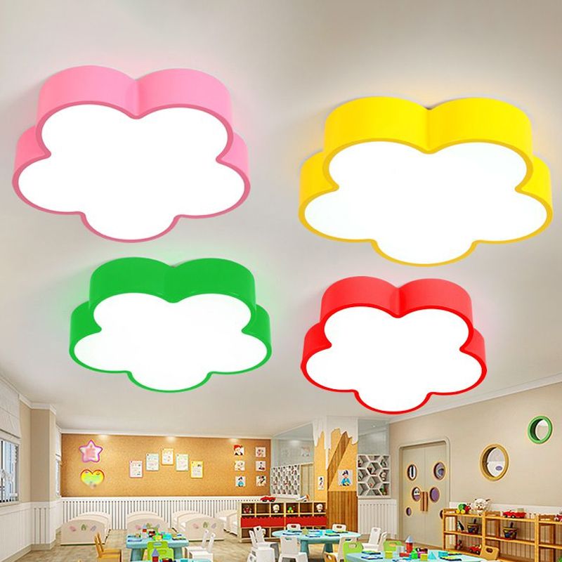 Flower Shaped Flush Mount Lighting Cartoon Metallic Nursery LED Flush Mount Fixture