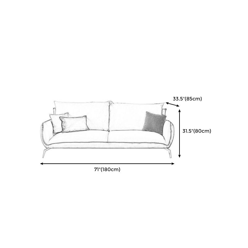 Ultra-Modern Beige Upholstered Sofa Pillow Back Couch with Brass Legs